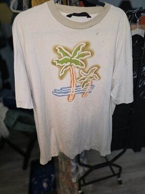Palm Angels Cream Logo Tee